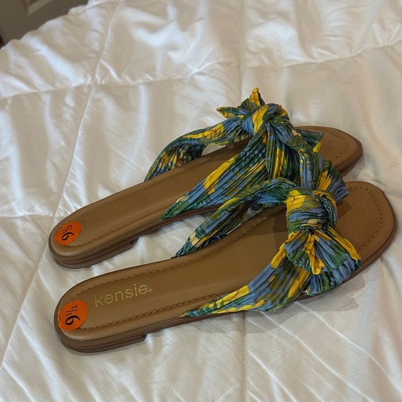 NEW Kensie Women's Knotted Slide Sandals - Blue and Yellow size 9 1/2 - Picture 5 of 6